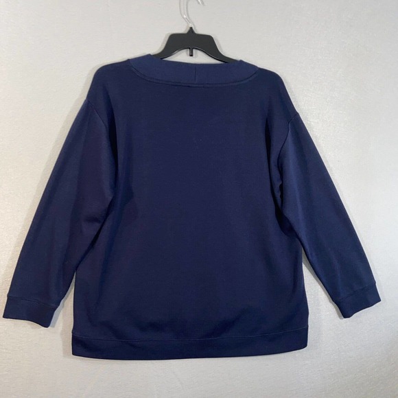 Weekends by Chicos Sweater Womens 3 Blue Long Sleeve V Neck Solid Casual Top - Picture 7 of 15